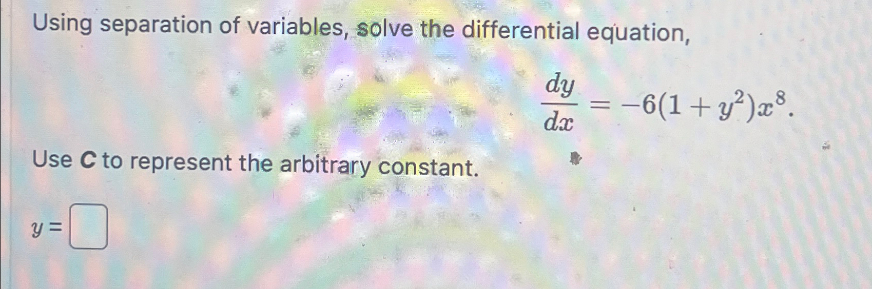 Solved Using Separation Of Variables Solve The Differential