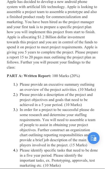 Solved Apple has decided to develop a new android phone | Chegg.com