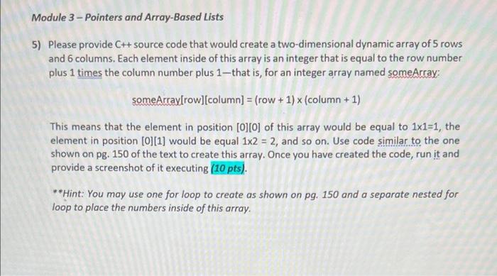 Solved Module 3-Pointers and Array-Based Lists 5) Please | Chegg.com