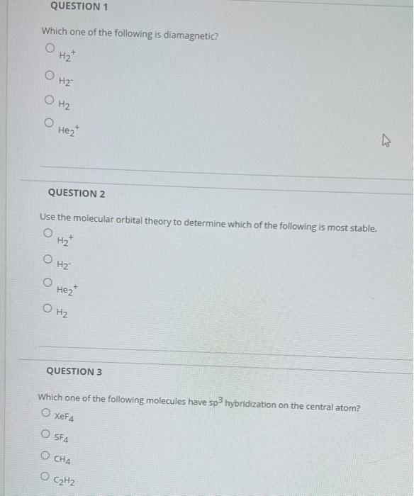 Solved Which one of the following is diamagnetic? H2+ | Chegg.com