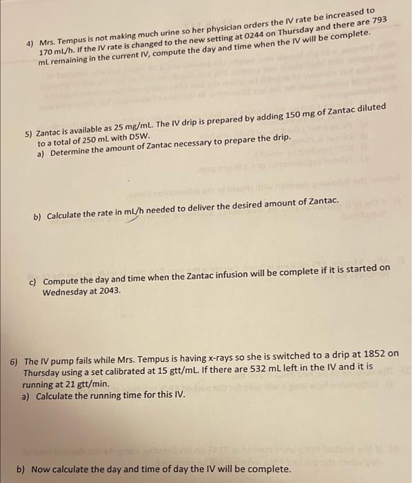 Solved Mrs. Tempus, a 62 y/o female who weighs 165 pounds