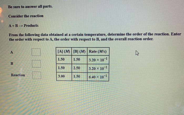Solved Be sure to answer all parts. Consider the reaction | Chegg.com