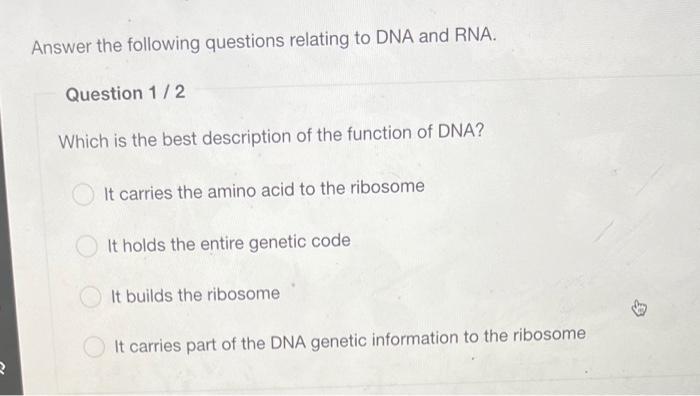 Solved Answer the following questions relating to DNA and | Chegg.com