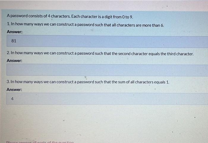 Solved A password consists of 4 characters. Each character | Chegg.com