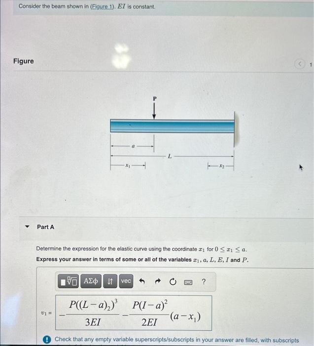 Solved Consider the beam shown in (Figure 1). EI is | Chegg.com