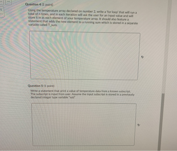 Solved 5 Question 4 (1 point) Using the temperature array | Chegg.com