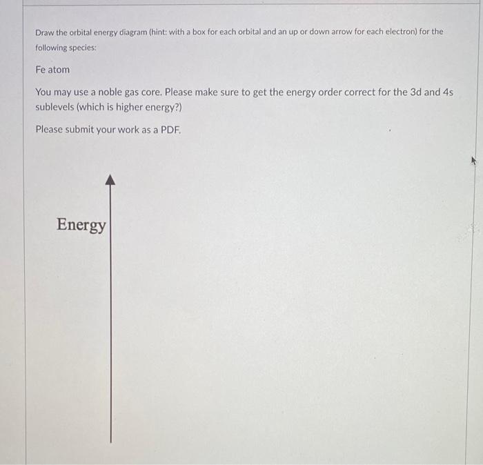 Solved Draw the orbital energy diagram (hint: with a box for | Chegg.com