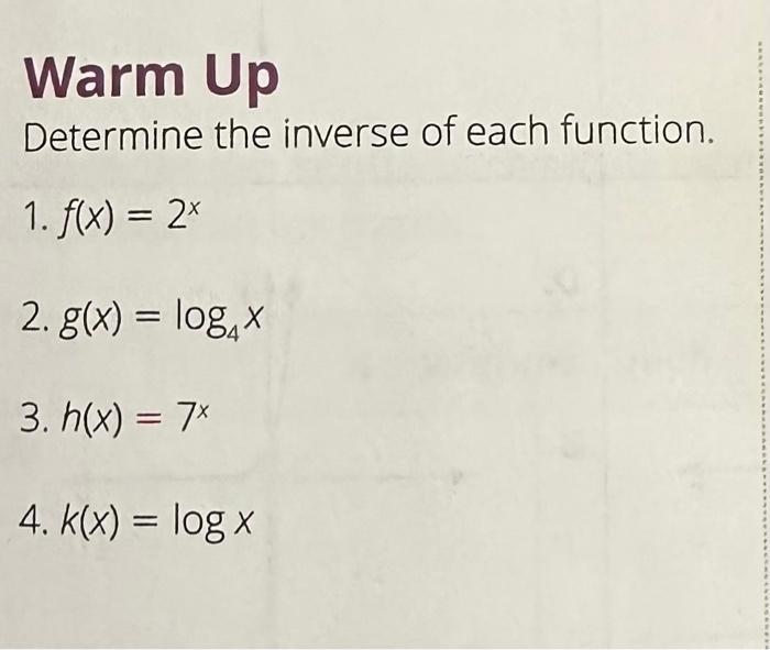 Solved Determine the inverse of each function. 1. f(x)=2x 2. | Chegg.com