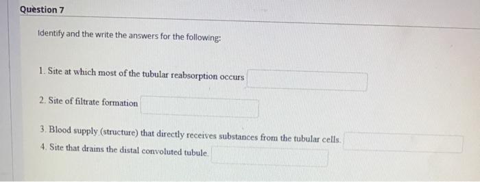 Solved Question 7 Identify And The Write The Answers For The | Chegg.com