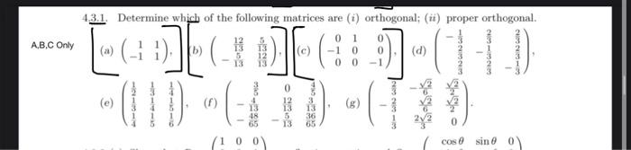 Solved 43.1. Determine which of the following matrices are | Chegg.com