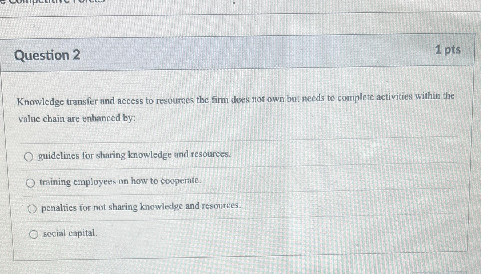 Solved Question 21 ﻿ptsKnowledge transfer and access to | Chegg.com