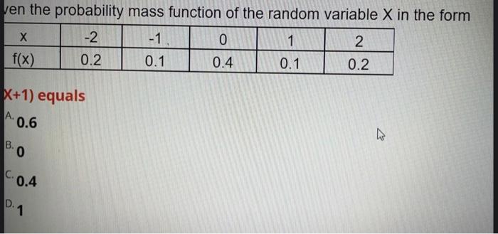 Solved The probability mass function of the r.v.x is | Chegg.com