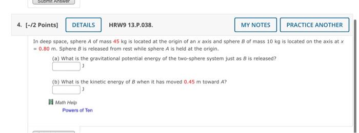 Solved In Deep Space, Sphere A Of Mass 45 Kg Is Located At | Chegg.com