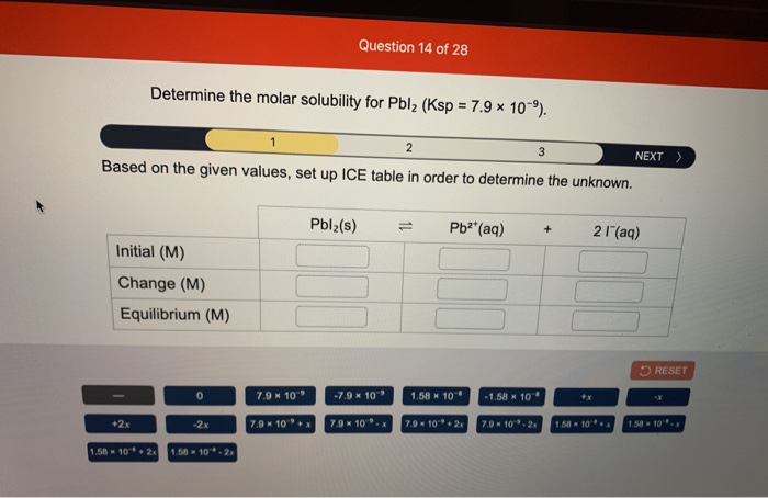 Solved Question 14 Of 28 Determine The Molar Solubility For | Chegg.com