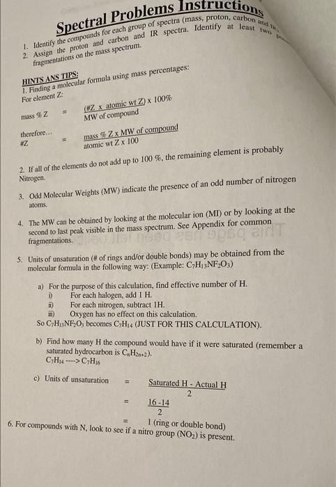 Solved Spectral Problems Instructions and two 1. Identify | Chegg.com