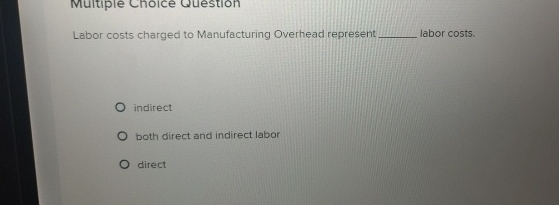 Solved Labor costs charged to Manufacturing Overhead | Chegg.com