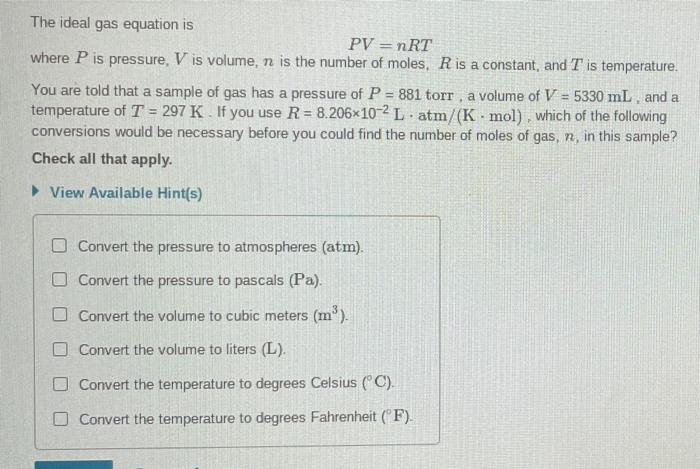 solved-the-ideal-gas-equation-is-pv-nrt-where-p-is-chegg