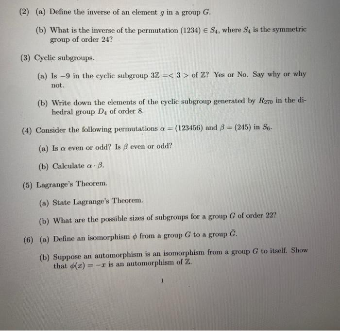 define inverse of an element in a group