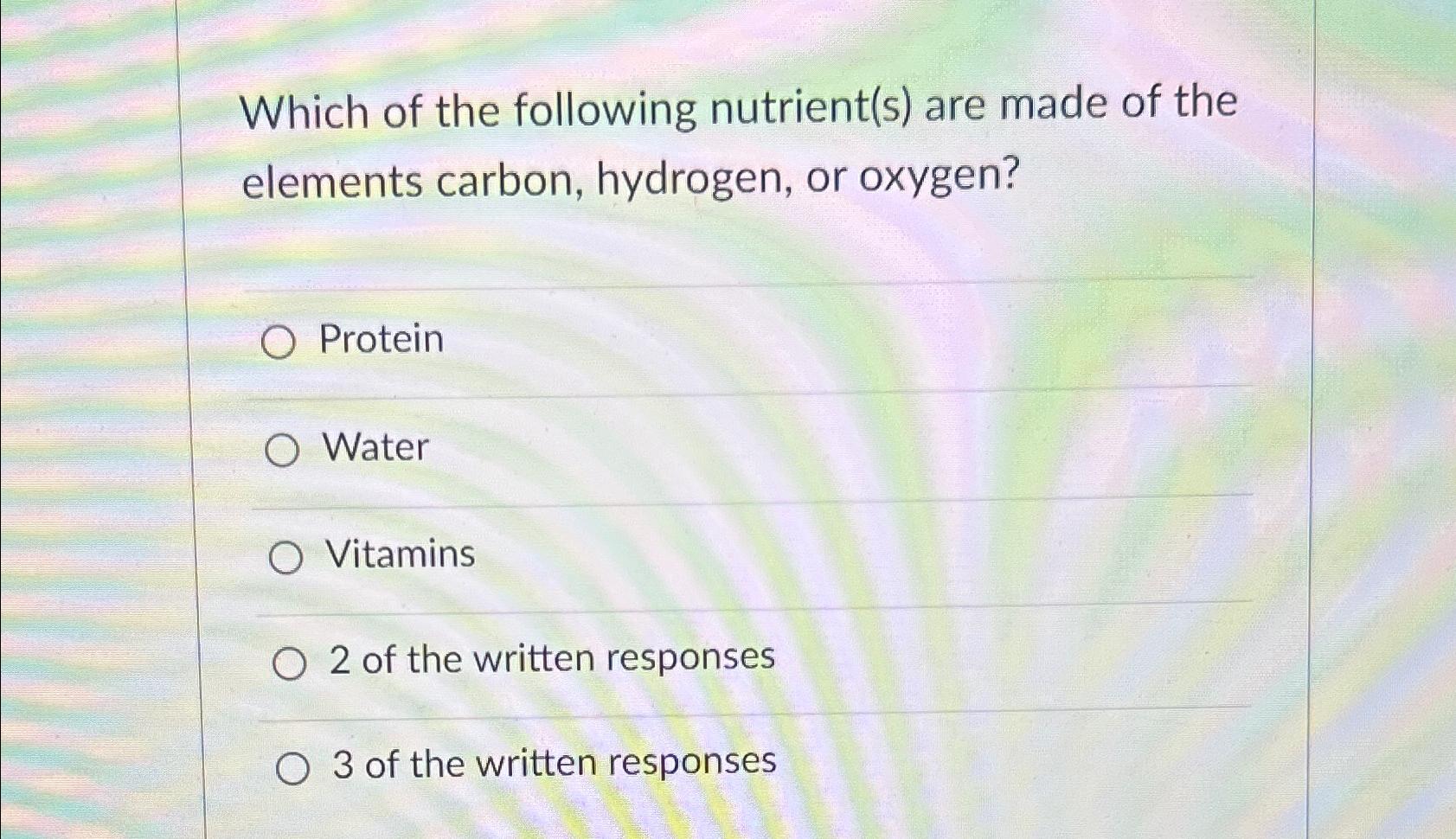 this nutrient is made up of carbon hydrogen and oxygen
