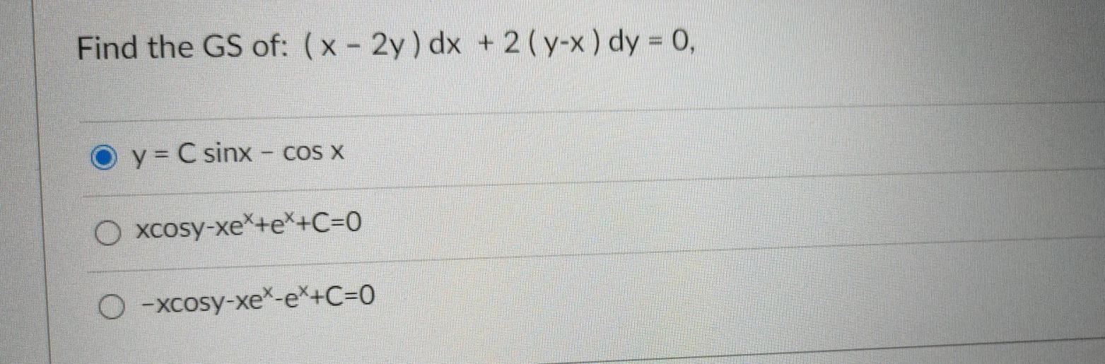 Find The Gs Of X 2y Dx 2 Y X Dy 0 Y C Chegg Com