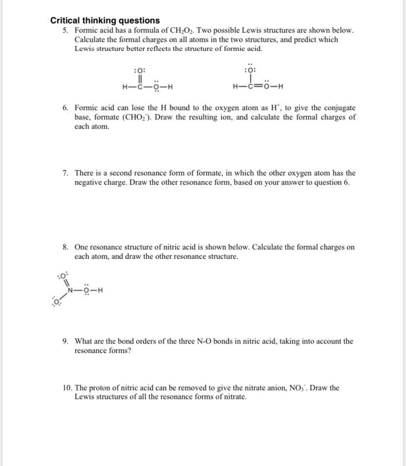 ch2o2 lewis structure resonance