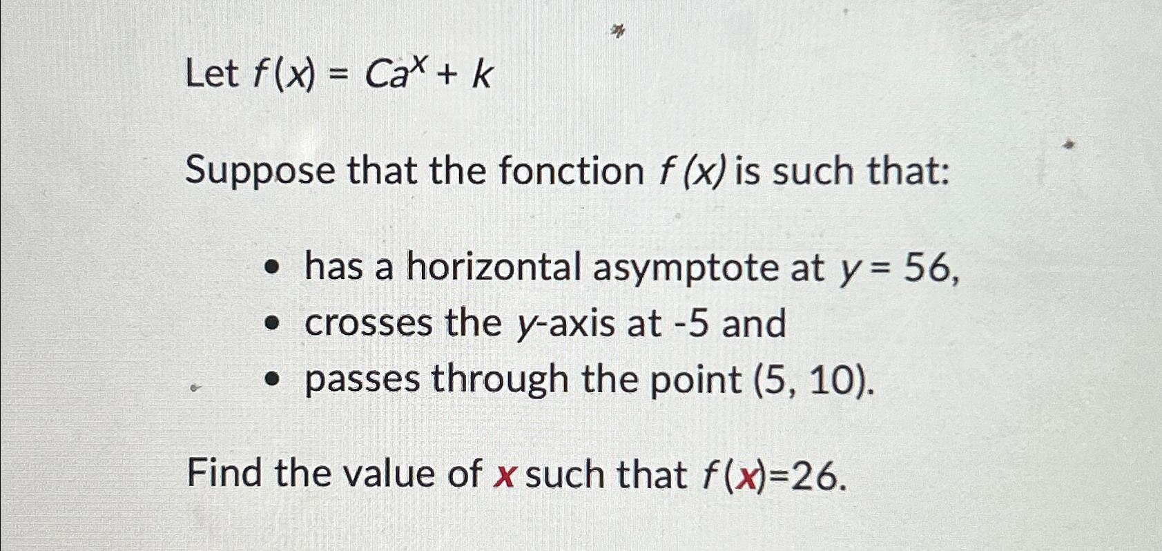 Solved Let F X Cax Ksuppose That The Fonction F X ﻿is Such