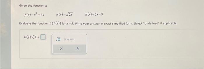 Solved Given The Functions F X X³ 6x G X √2x H X 2x 9