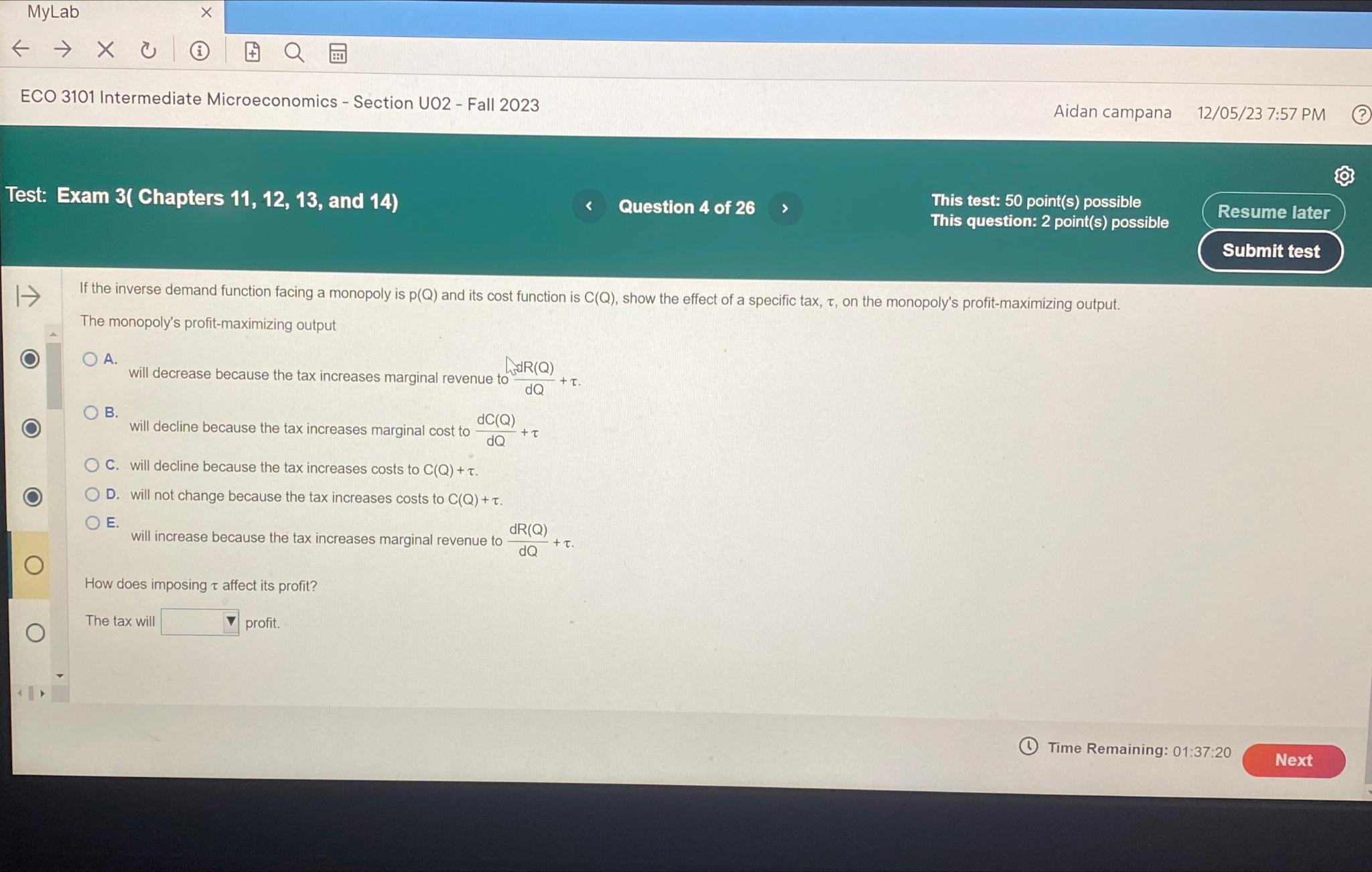 Solved If the inverse demand function facing a monopoly is