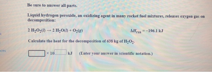 Solved Be sure to answer all parts. Liquid hydrogen | Chegg.com