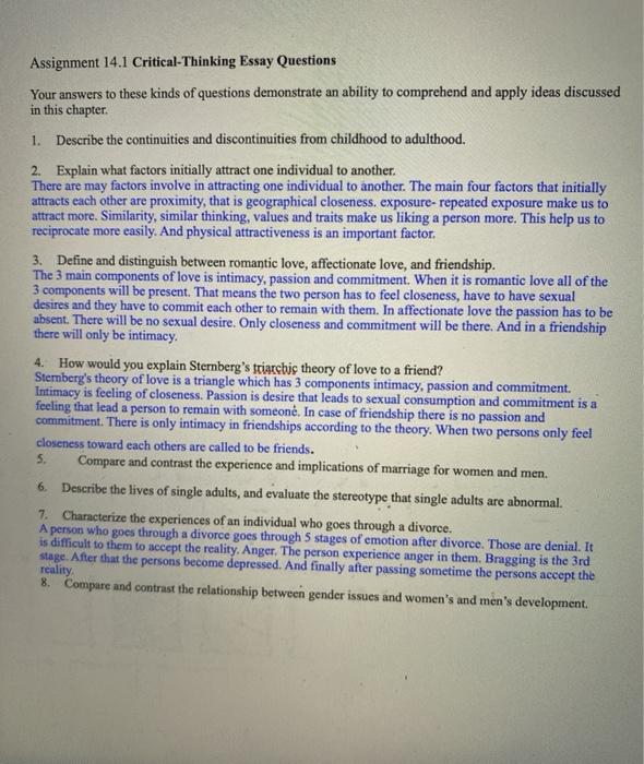 critical thinking essay questions