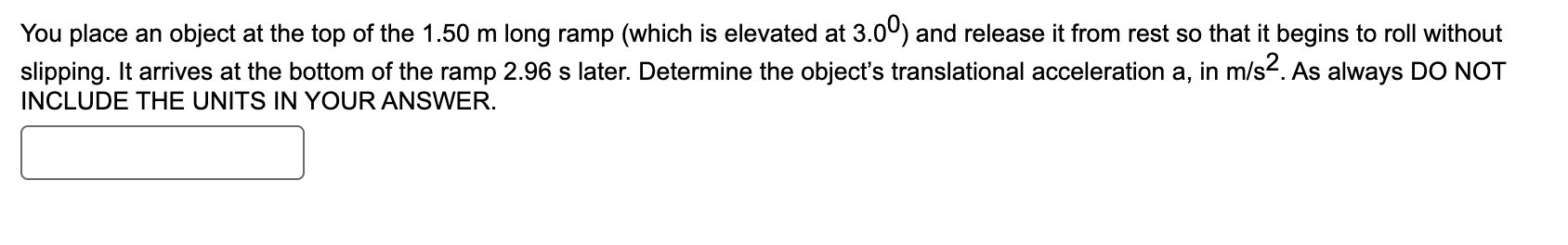 Solved You place an object at the top of the 1.50m ﻿long | Chegg.com