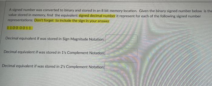 signed 6 bit binary number