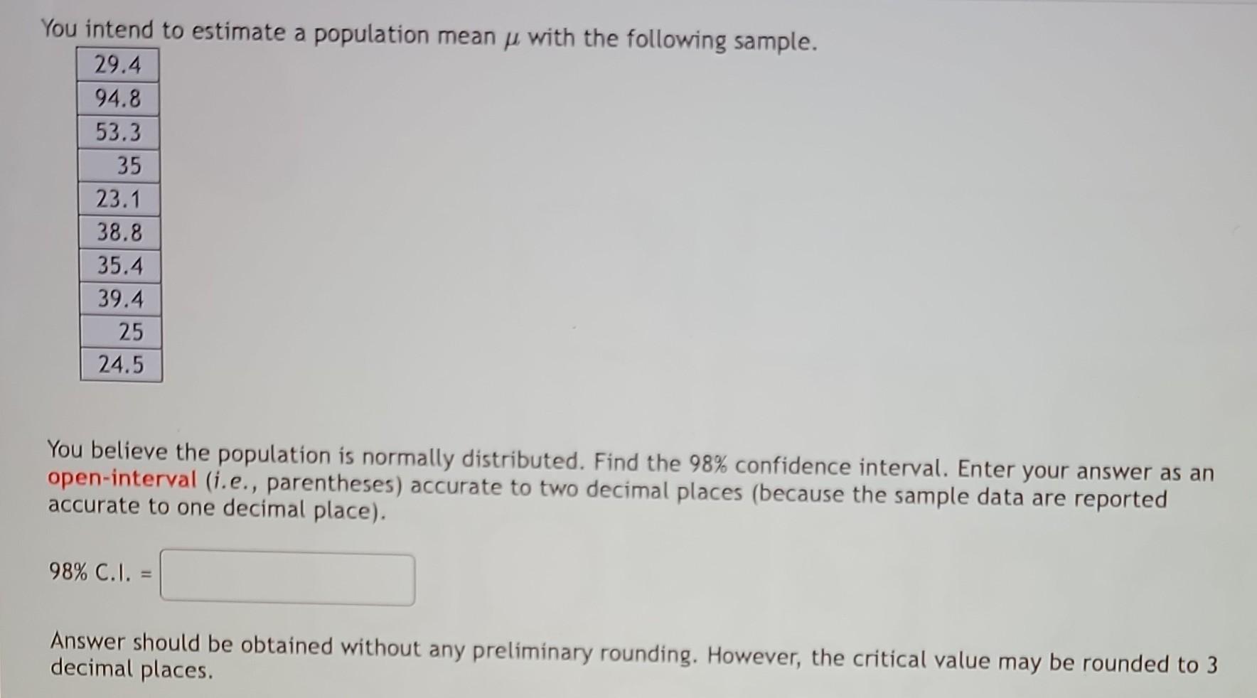 Solved You intend to estimate a population mean u with the | Chegg.com