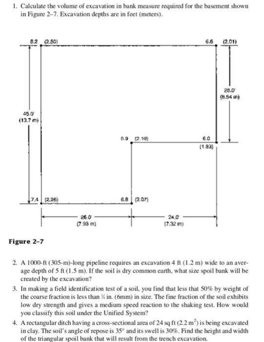 1 Calculate The Volume Of Excavation In Bank Measure Chegg Com