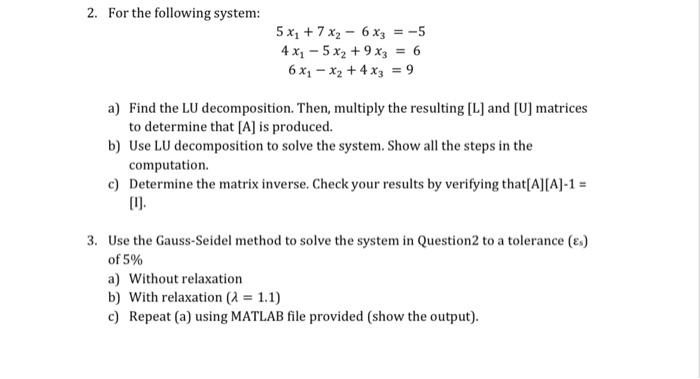 Solved Only Solve Question 3 Part A And B Using MATLAB Code | Chegg.com