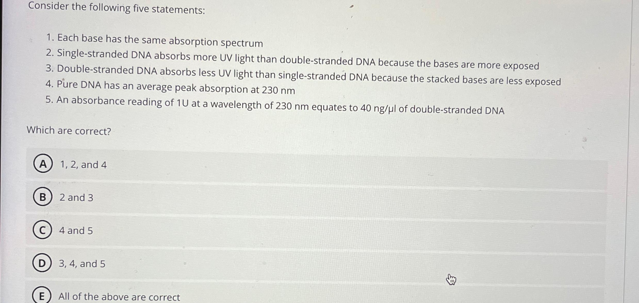 Solved Consider the following five statements:Each base has | Chegg.com