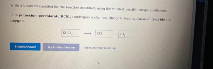 Solved Write A Balanced Equation For The Reaction Described, | Chegg.com