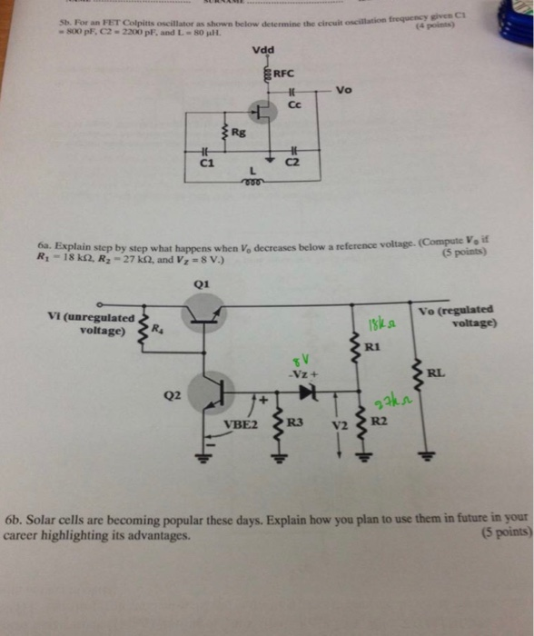 Solved e t on frequency Sh. Foran FET Colpitts oscillator as | Chegg.com