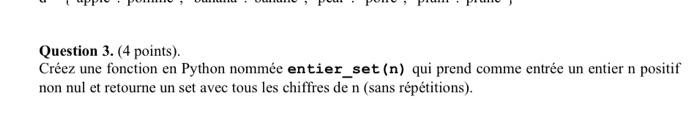 Question 3. (4 points). Créez une fonction en Python | Chegg.com