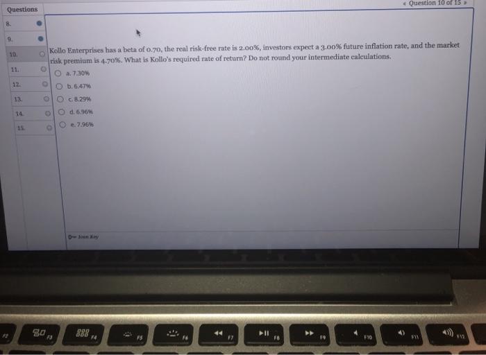 Solved 4 Question 10 of 15 Questions 8 10 11. Kollo