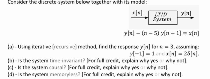 Solved Consider the discrete-system below together with its | Chegg.com