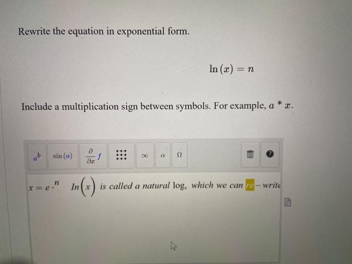 exponential form example