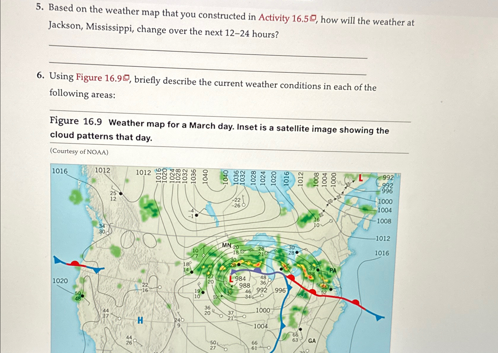 Solved Based on the weather map that you constructed in | Chegg.com