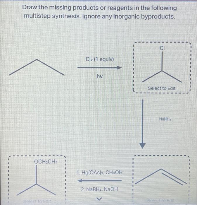 Solved Draw the missing products or reagents in the | Chegg.com