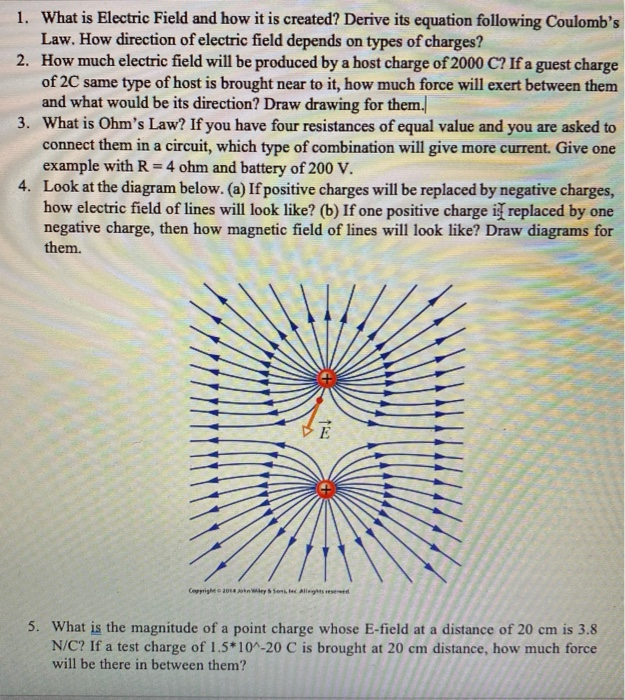 Solved 1. What is Electric Field and how it is created? | Chegg.com