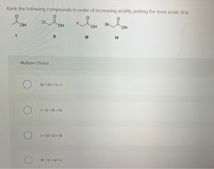 Solved Rank the following compounds in order of increasing | Chegg.com