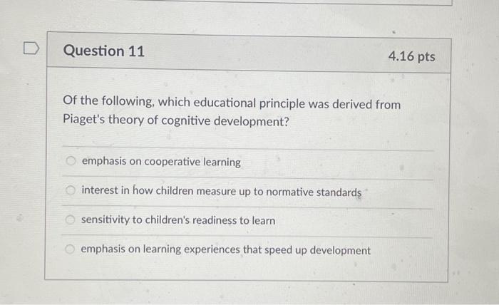 Solved Of the following which educational principle was Chegg