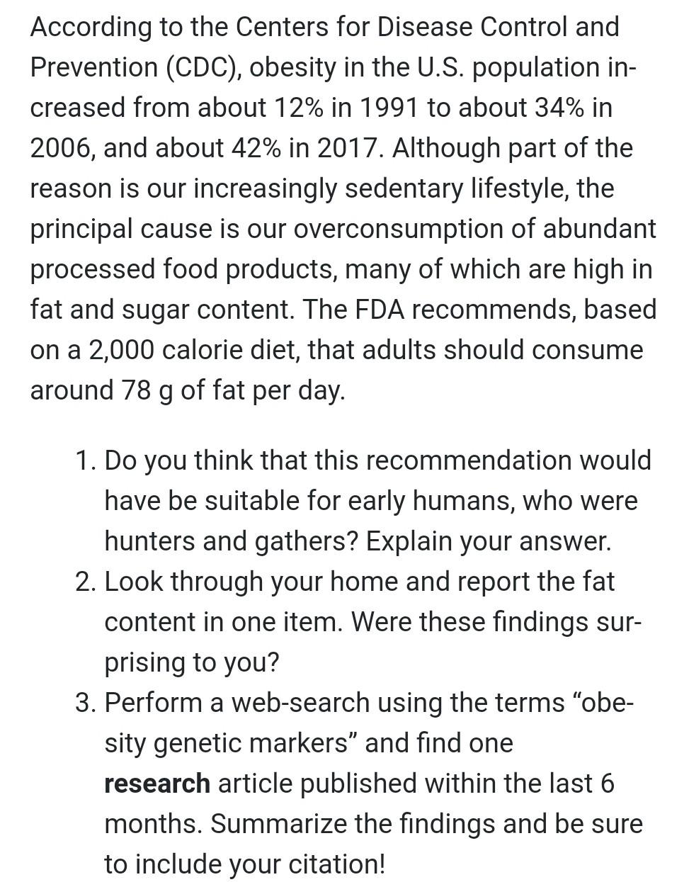 Solved According to the Centers for Disease Control and | Chegg.com