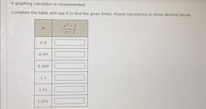 Solved A Graphing Calculator Is Recommended. Complete The | Chegg.com