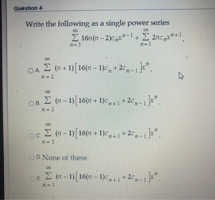 Solved Question 4 Write the following as a single power | Chegg.com